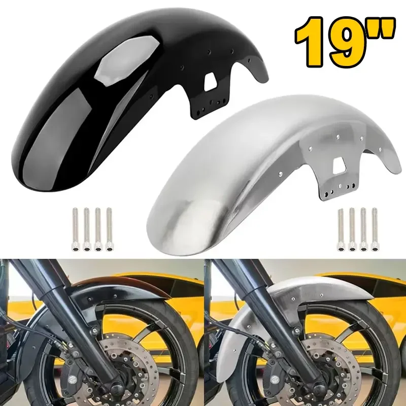 

19'' Motorcycle Front Fender Mudguard Tire Hugger Splash Guard Steel Cover For Harley Touring Road King Street Glide 2014-up