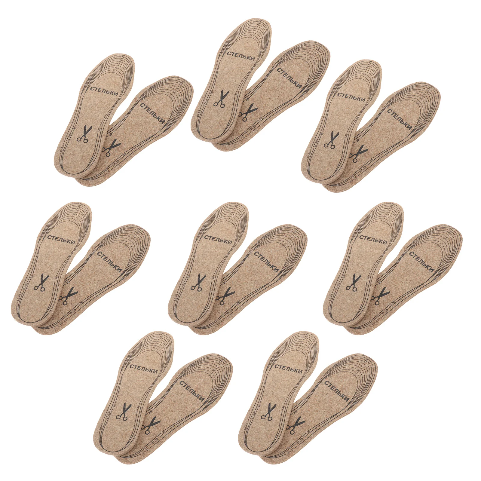 

8Pairs Cuttable Felt Insoles Wool Warm Thick Breathable Cushioning Winter Boot Insoles Snow Boots Shoes Men Women