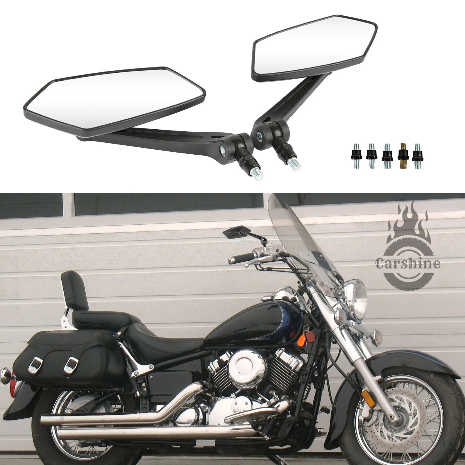 

Motorcycle Rear View Side Mirrors 8mm 10mm For Yamaha V Star 650 XVS650 250 1100