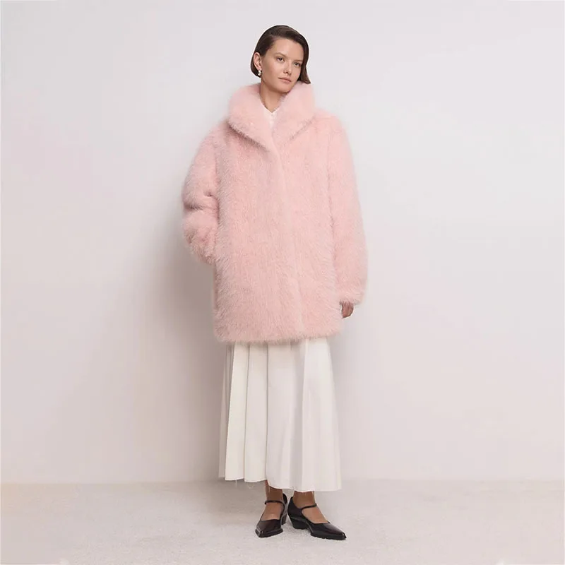 Elegante korte bontjas Dames pendelen Modieus Minimalistisch Nieuw Winter Bovenkleding Synthetisch leren jas Stijlvol Trendy