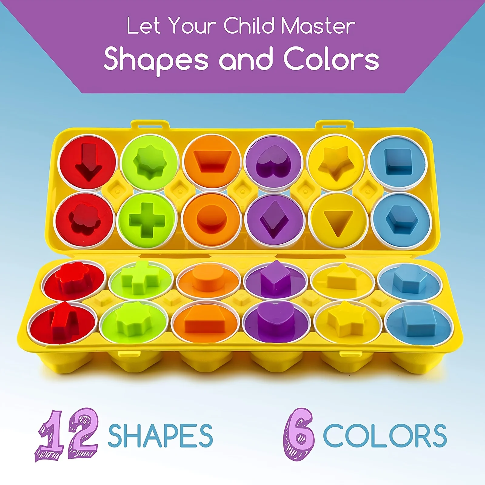 1Set Montessori Baby Eggs Educational Toys, Color and Shape Recognition Early Learning Toys, Infant Perfect Christmas Gifts