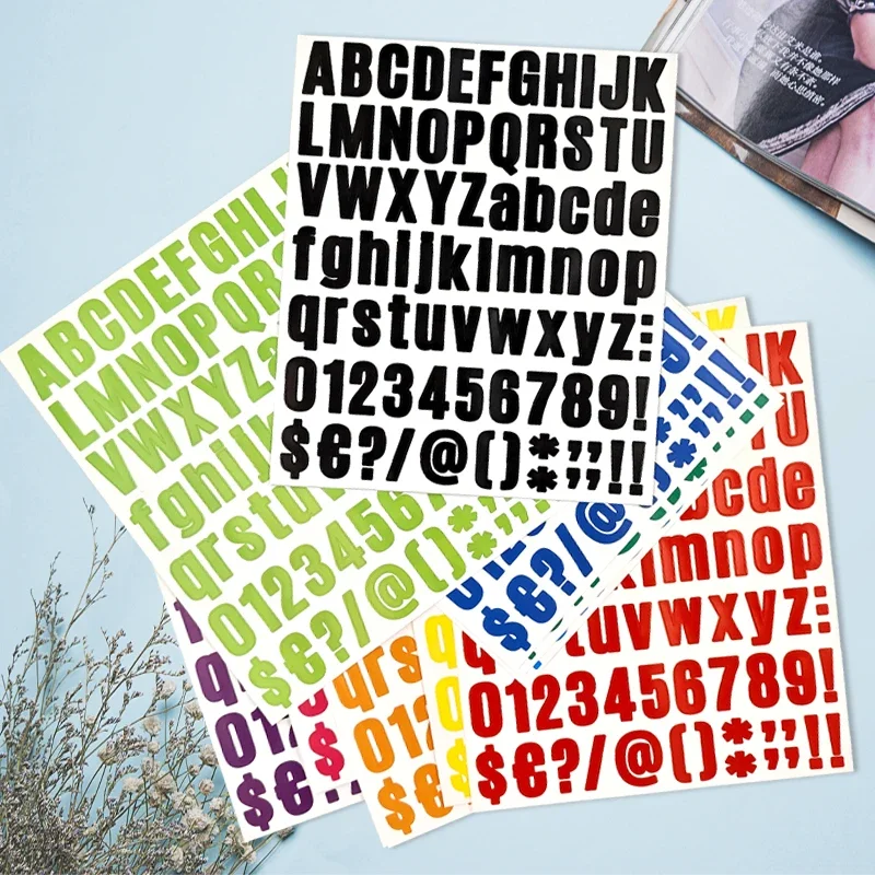 12 Sheets Colorful Alphanumeric Stickers Colorful Style Creative Decoration Scrapbooking Email Number Tag  Vinyl Stickers Toys