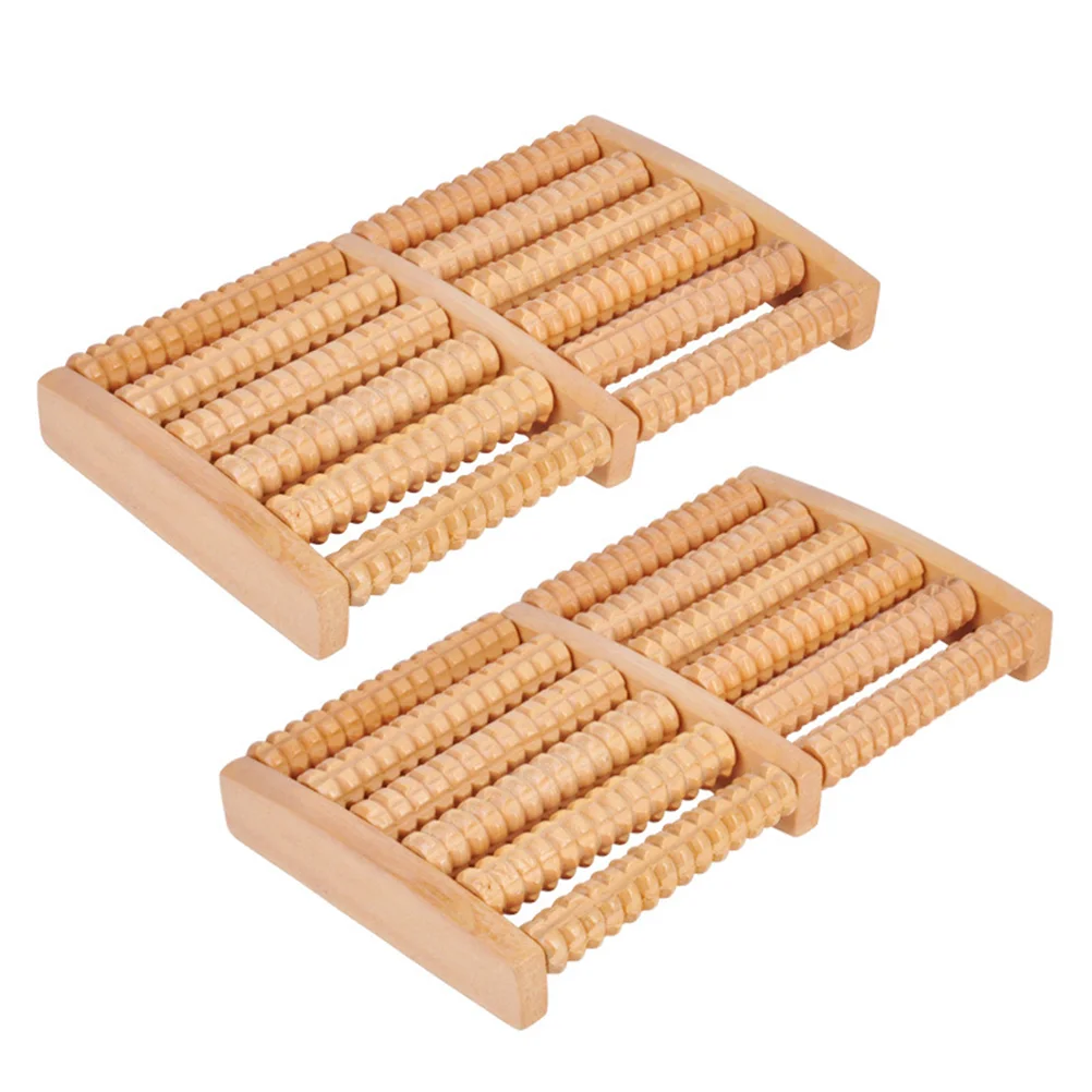 6-Row Foot Massager Roller Wooden Wheel Massager Wood Roller Foot Trigger Point Acupuncture Massager