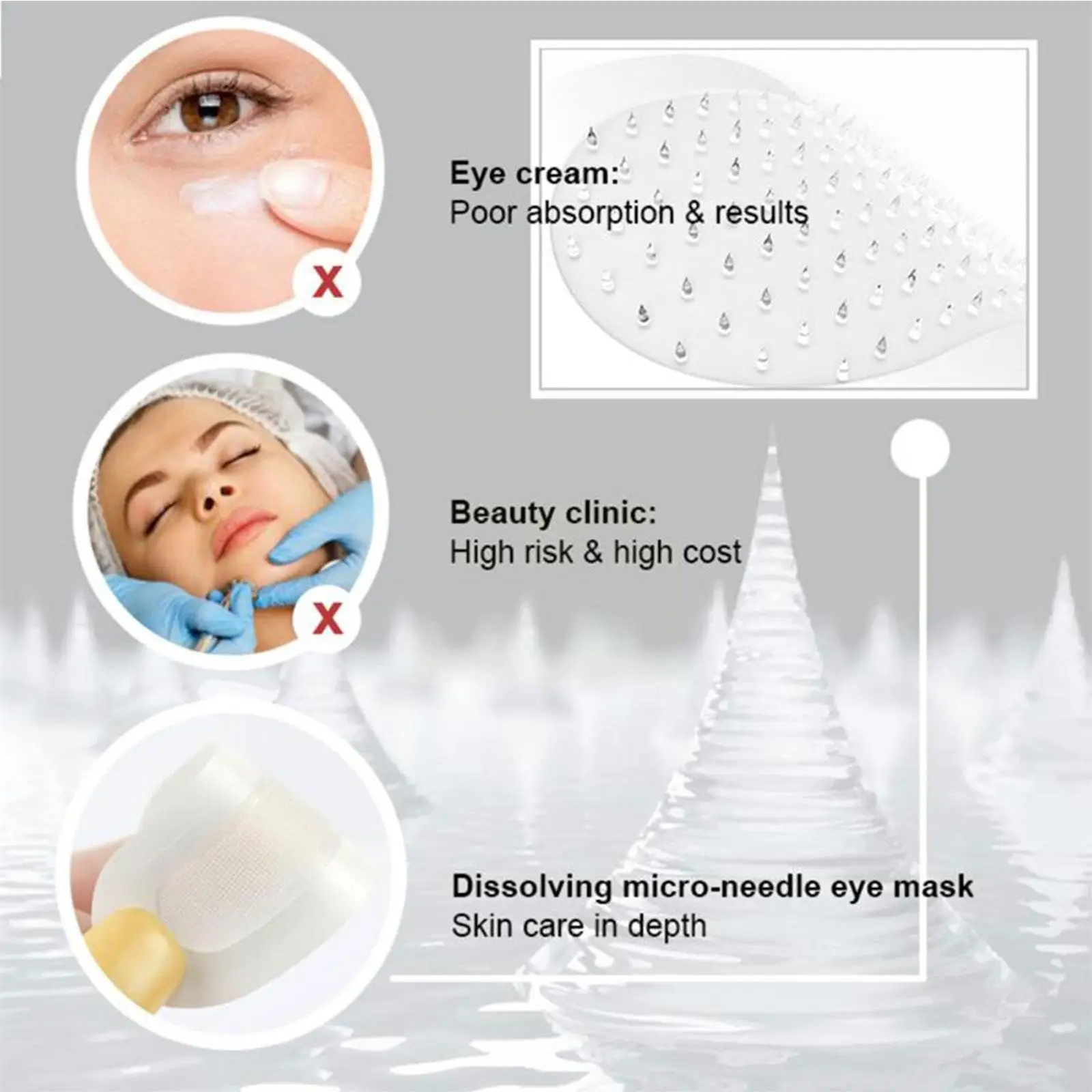 4pcs/2pairs Hyaluronic Acid Microneedle Eye Patches Anti Wrinkle Deep Moisturizing Dark Circle Remove Fading Lines Anti-aging