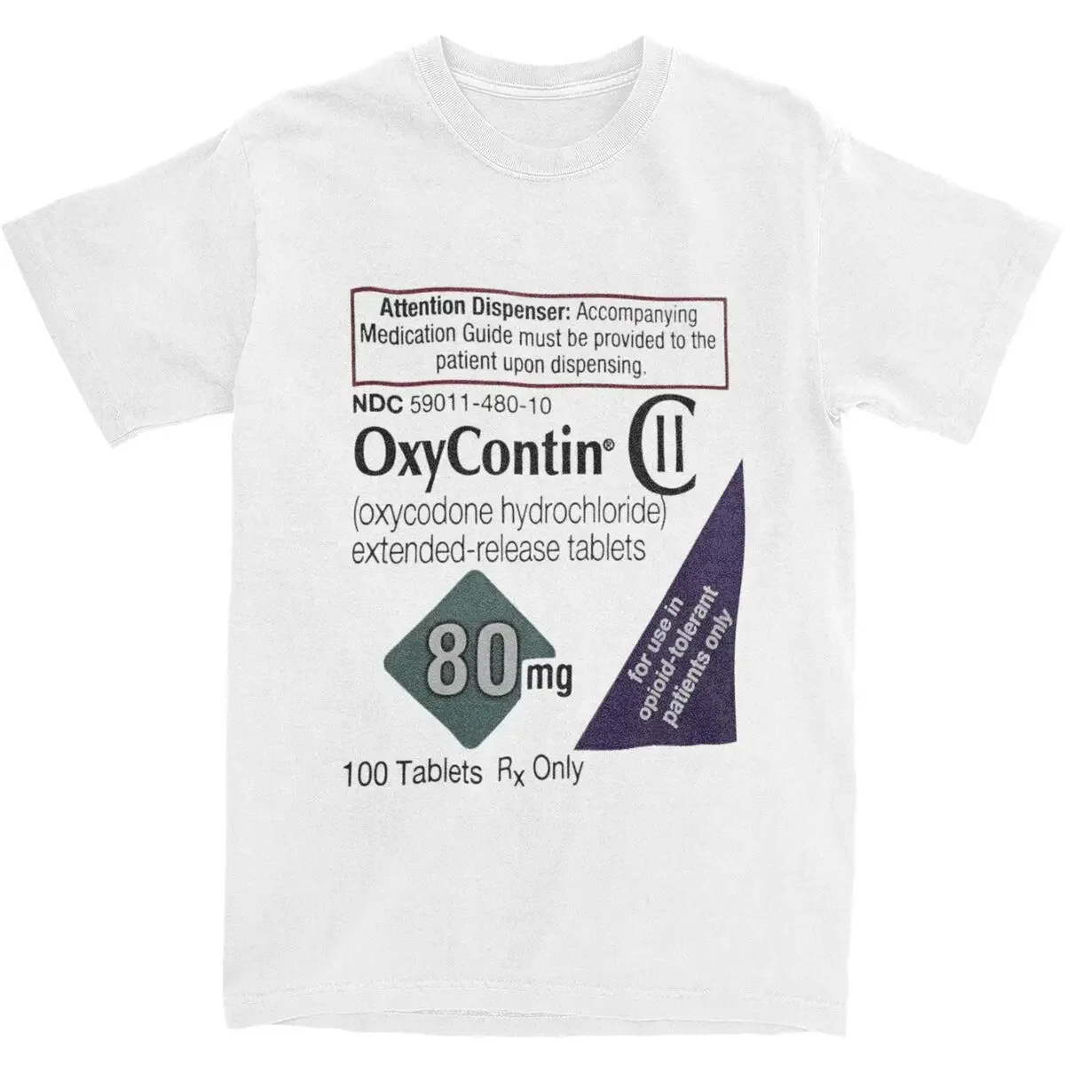 Oxycontin 80mg Label T Shirt Trendy Cool T Shirts Short Sleeve Street Style Tops Beach Cotton O Neck Oversized Top Tees