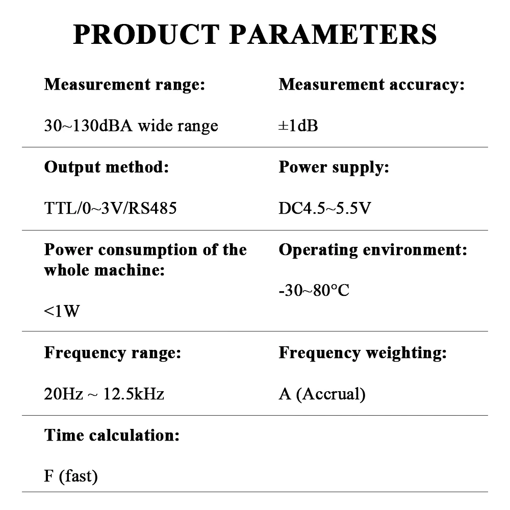 Industrial-Grade Noise Detection Module Decibel Meter TTL Sound Detection Decibel Meter Transmitter RS485 Noise Sensor