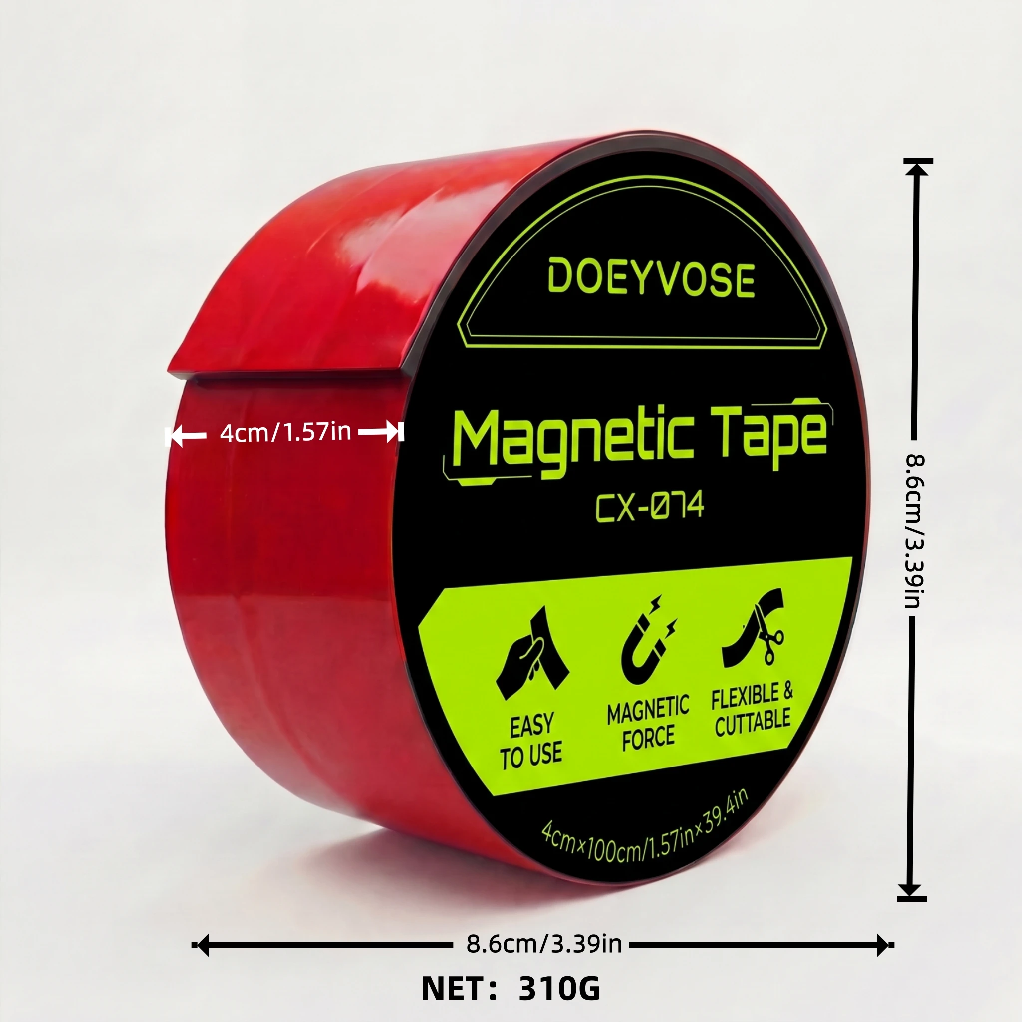 Self‑Adhesive Magnetic Rubber Strip 4cm2mm1m Strong Adsorption Magnet Tape for Workshop