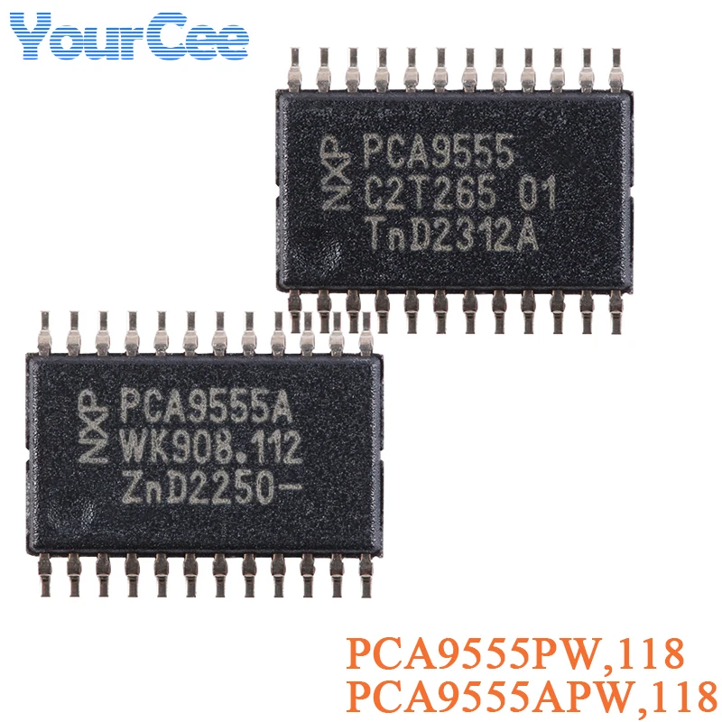 2Pcs PCA9555PW,118 PCA9555APW,118 PCA9555 TSSOP-24 16 Bit I2C Bus With Interrupt And Smbus IO Expander Port Chip