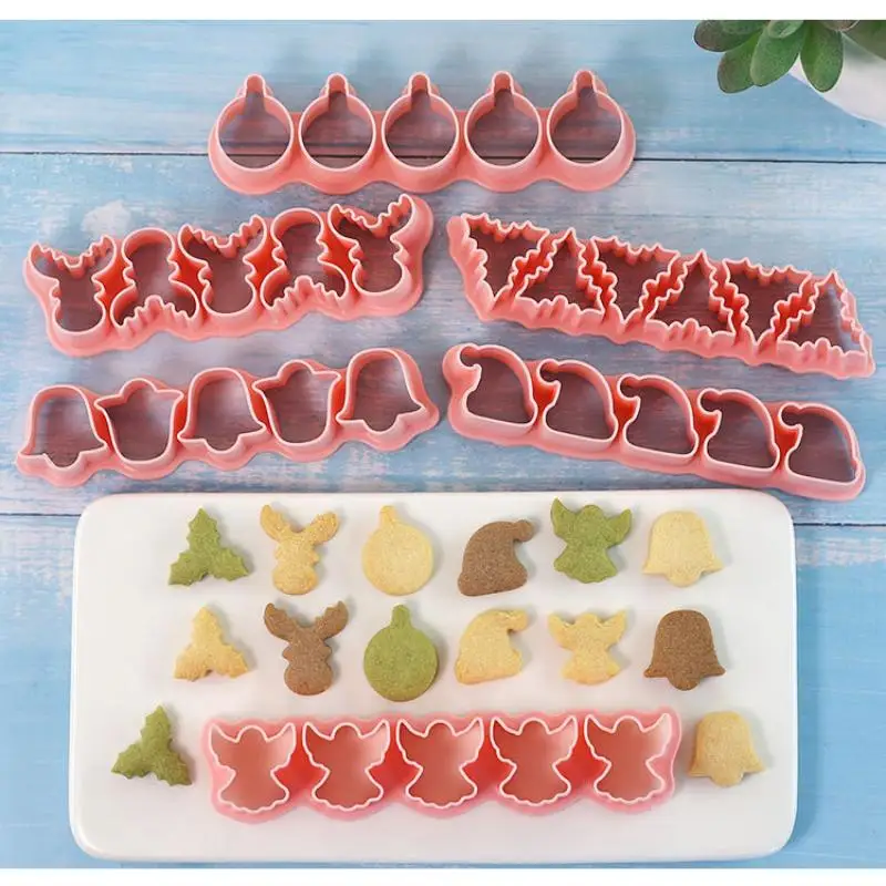 

6Pcs 3D Christmas Cookie Cutters Biscuit Mold Gingerbread Man Cookie Mould Stamp Xmas New Year Party Decor Baking Tools
