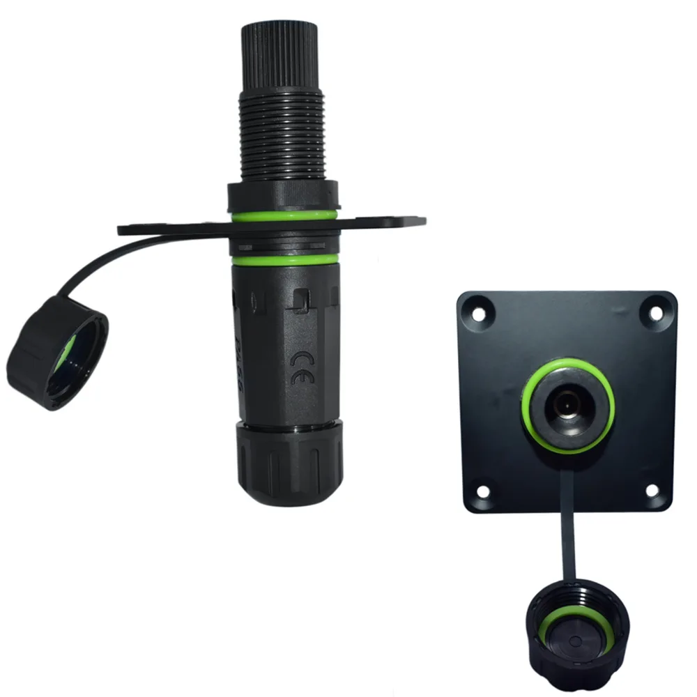 M20 5521 Panel‑Mount Waterproof Connector IP68 Feed‑through Socket 12‑48VDC 5A DC Power Connector Cap For Solar Surveillance