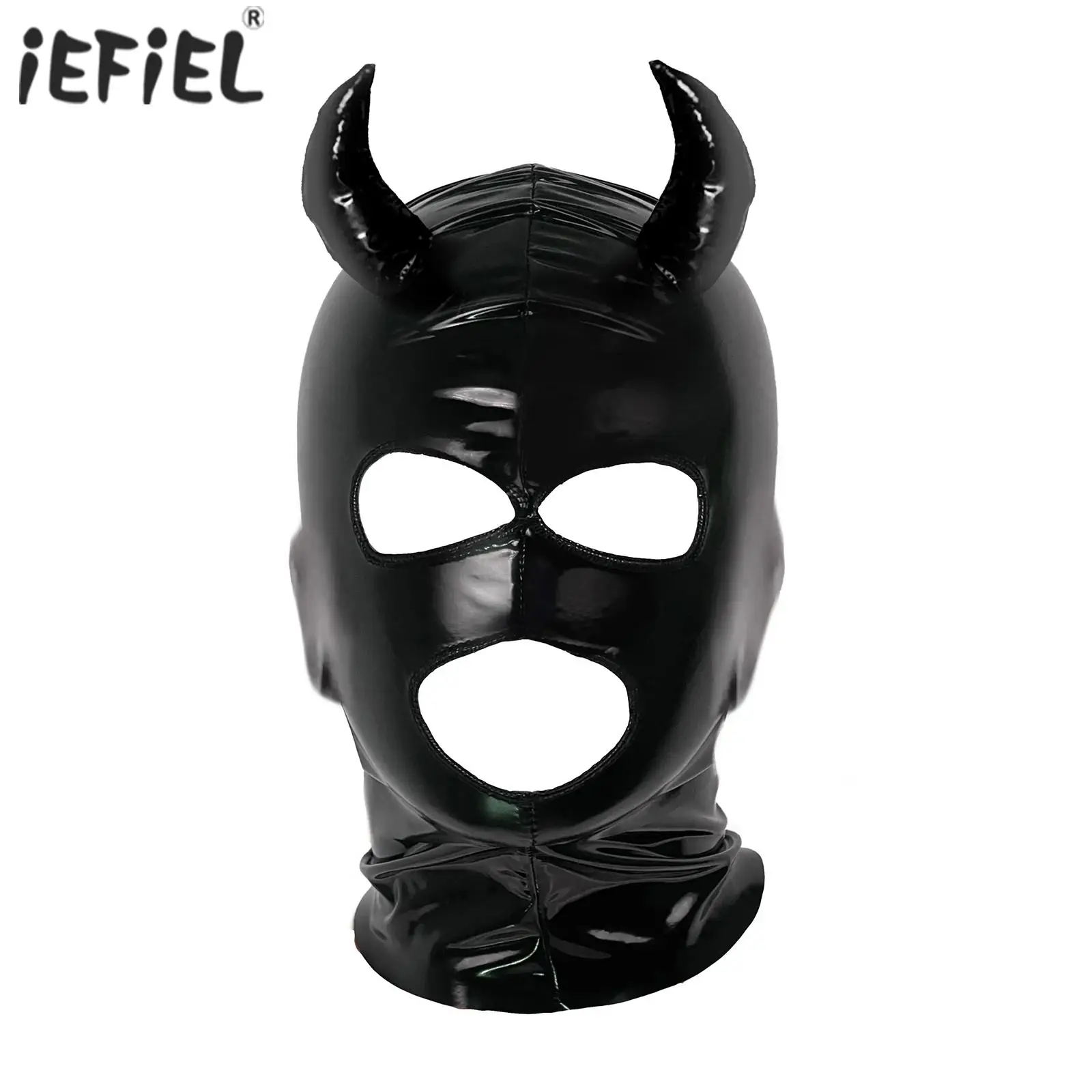 

Mens Womens Latex Devil Mask Sexy Weetlook Open Eyes And Mouth Head Cover Face Mask Hood Cosplay Role Play Night Club Costume