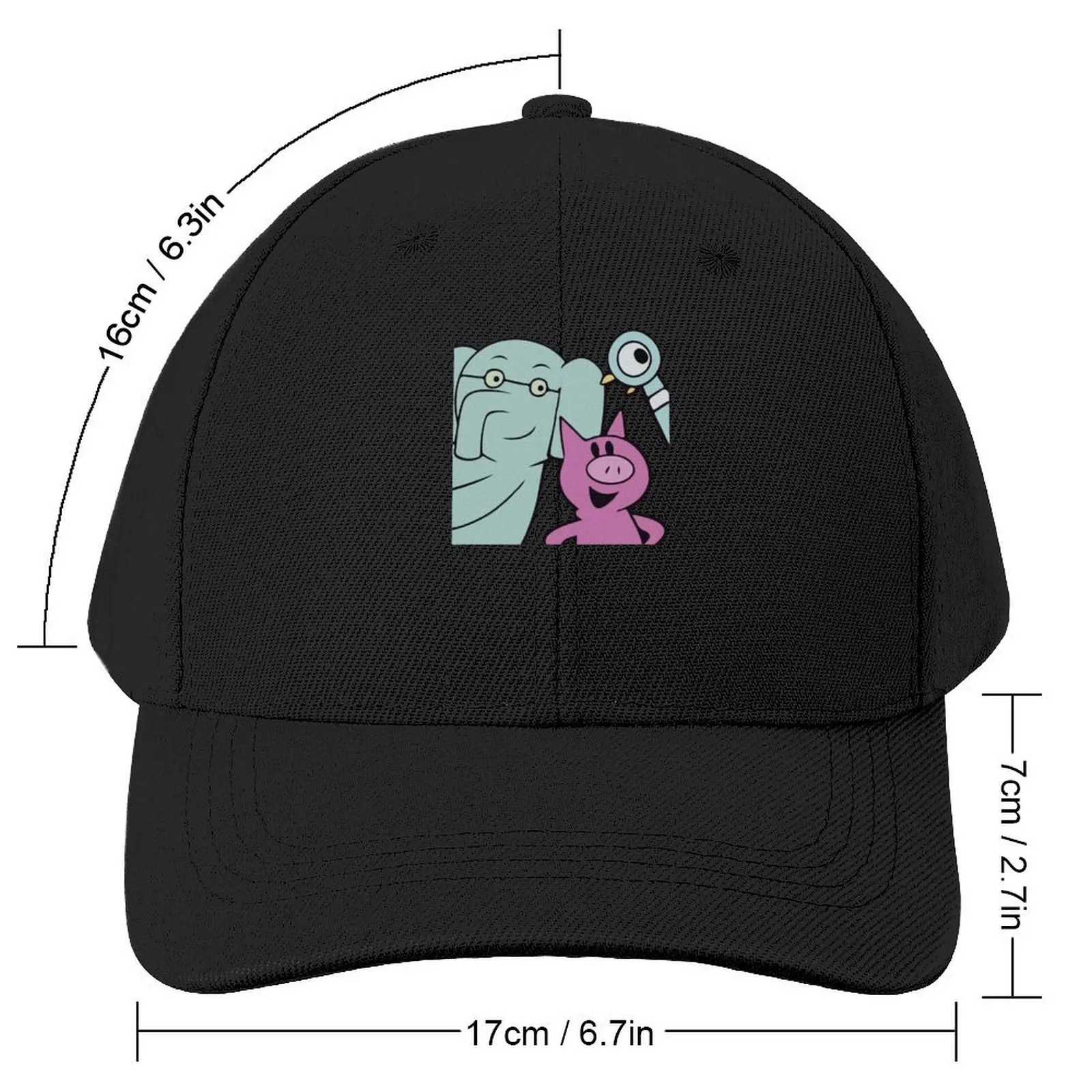 Elephant and Piggie with Pigeon Baseball Cap Trucker Cap Mountaineering Sun Cap Luxury Man Hat Caps Women Men's