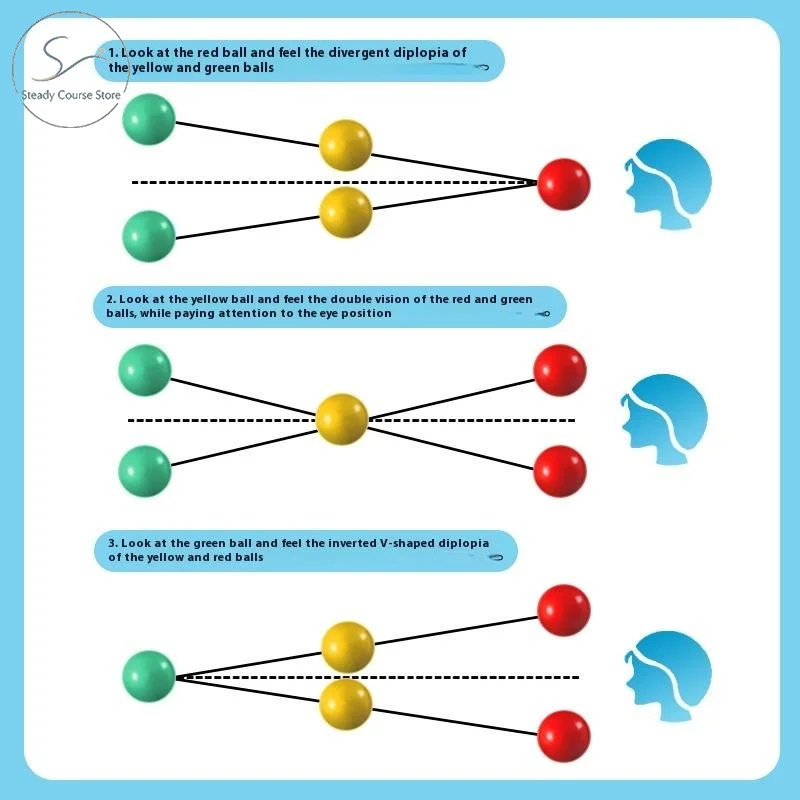 3-Bead Brock String Vision Training Tool, Sports Eyesight Exercise String For Convergence Insufficiency & Target Point Practice