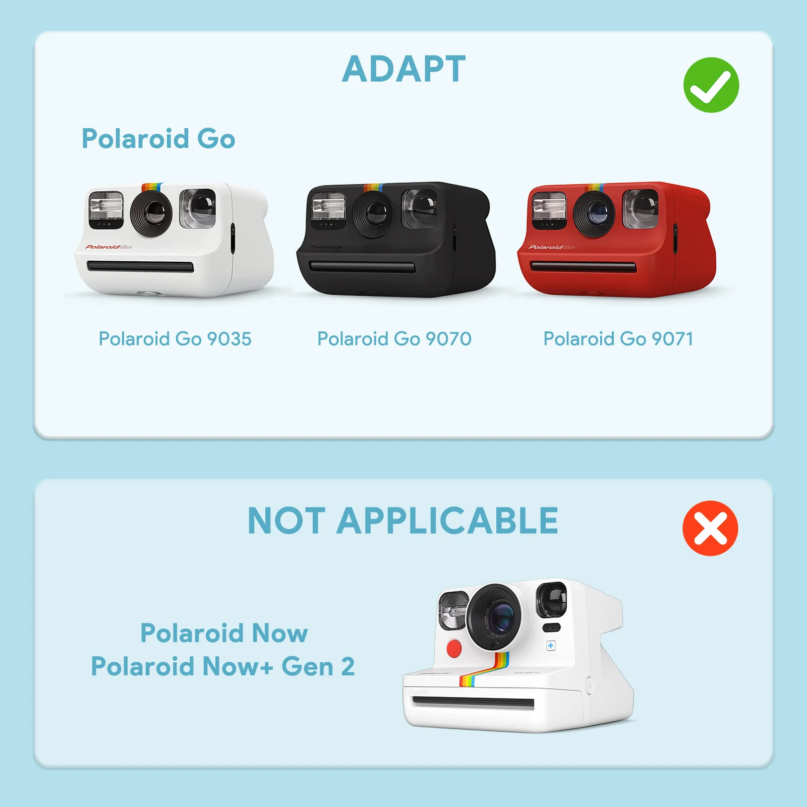 Yinke กล้อง EVA สําหรับ Polaroid Go Instant Mini กล้อง (9035/9070/9071) hard Organizer แบบพกพาพกพากระเป๋าเดินทางกระเป๋า