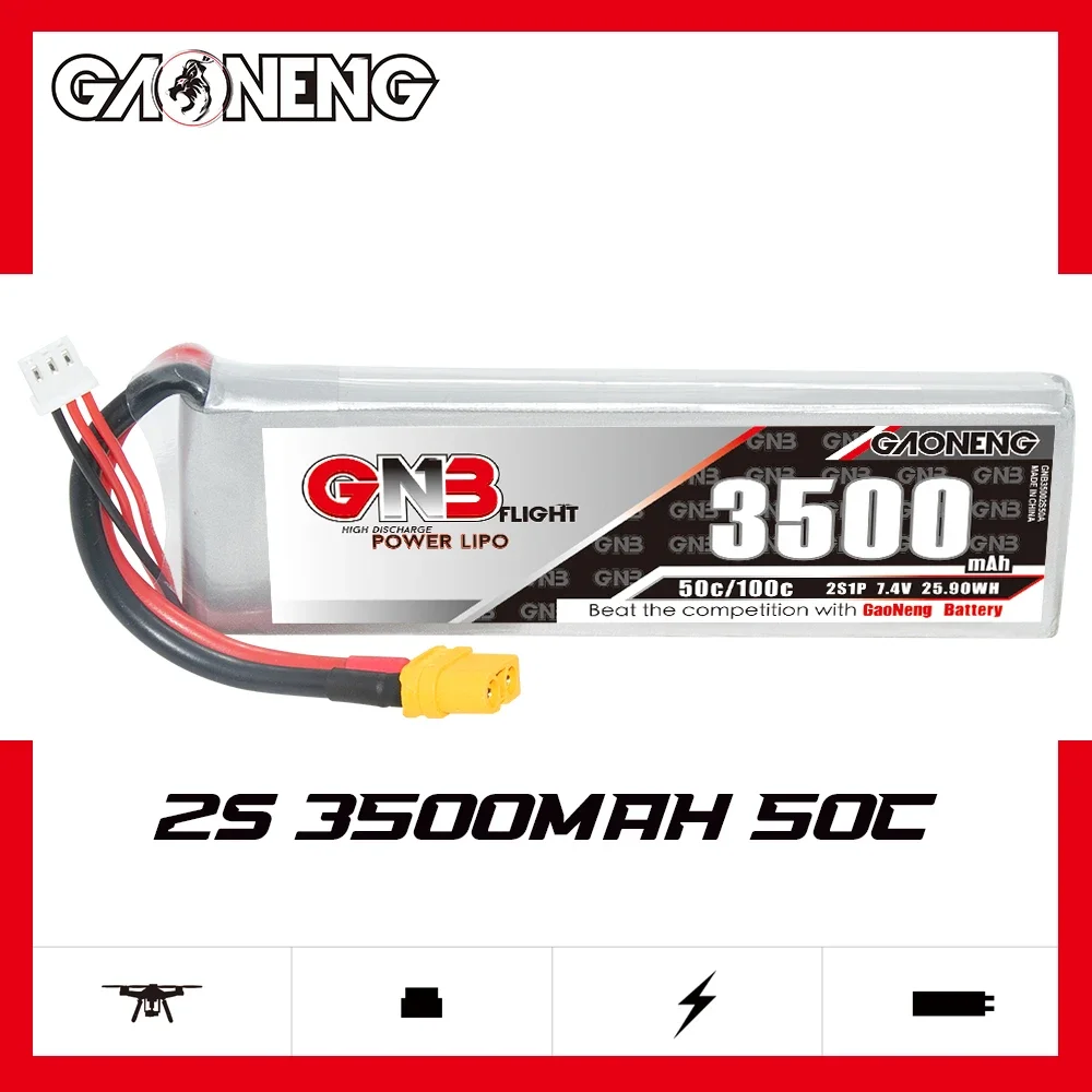 

GAONENG GNB 3500mAh 2S 50C 100C 7.4V XT60 LiPo Battery 1/10 and Scale RC Hobby Models Electric RC Devices Touring Car