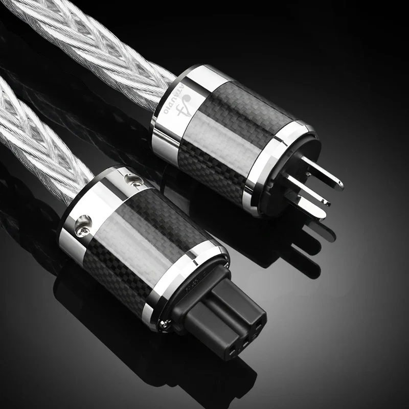 Hifi Siver-Plated Power Cable High Quality OCC Silver Power Cord With Carbon Fiber EU US AU Plug 1.5m