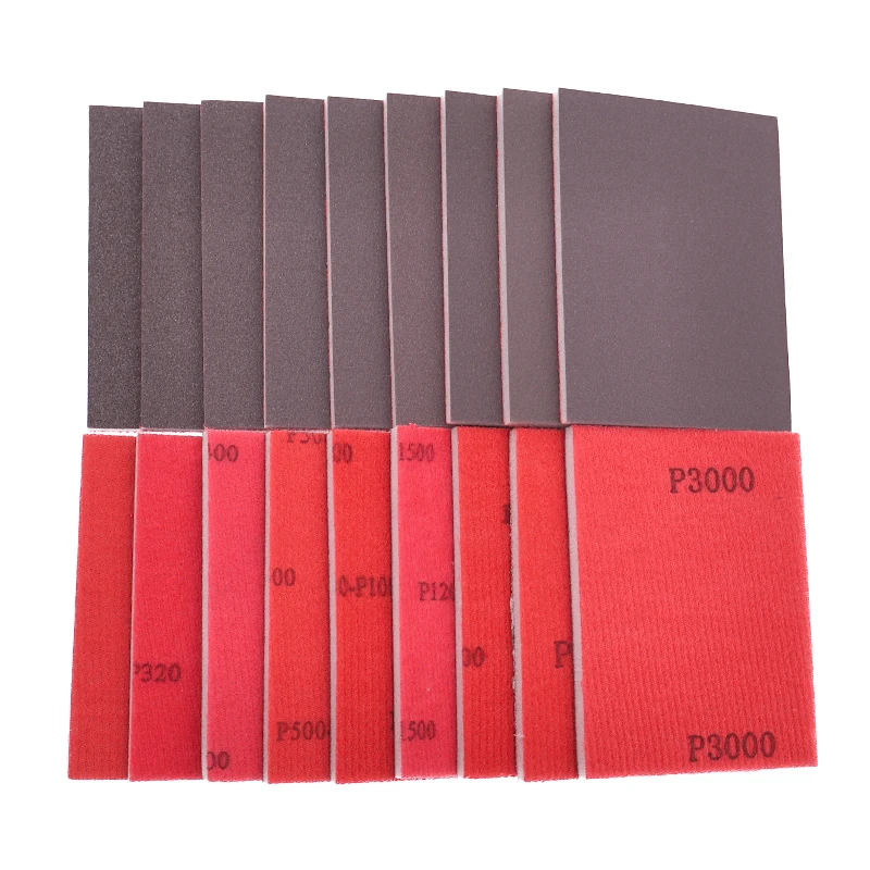 Kit d'éponges abrasives 75 × 100MM, 20 pièces, grains assortis 120-3000, humides et secs pour peinture de voiture, éponge de ponçage, fabrication de modèles en métal, peinture
