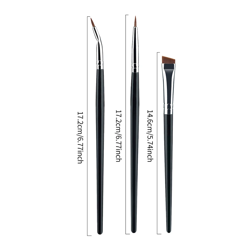 Juego de pinceles delineadores de ojos doblados ultrafinos, 3 uds., detalle de maquillaje, desgarro de ojos, delineador fino, corrector, hoja angular, cepillo para cejas