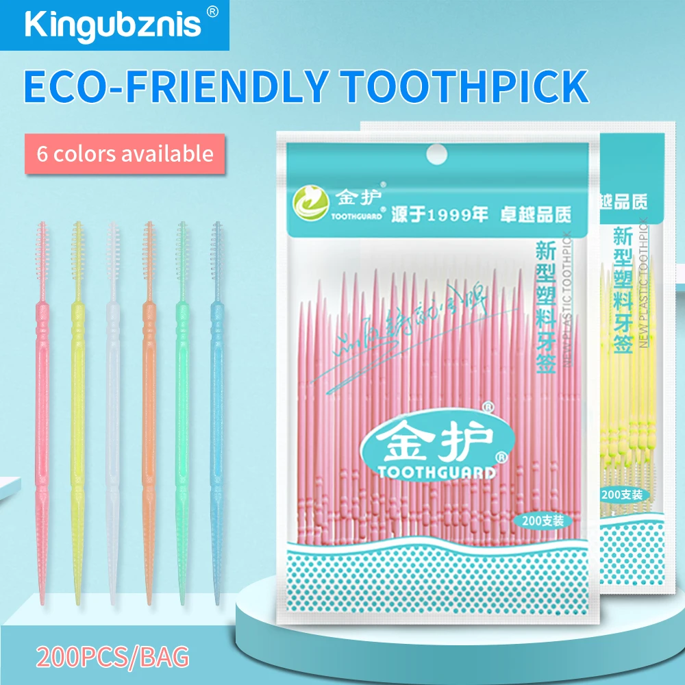 200 bags Fish bone toothpicks double headed plastic toothpicks, interdental brushes, disposable household use