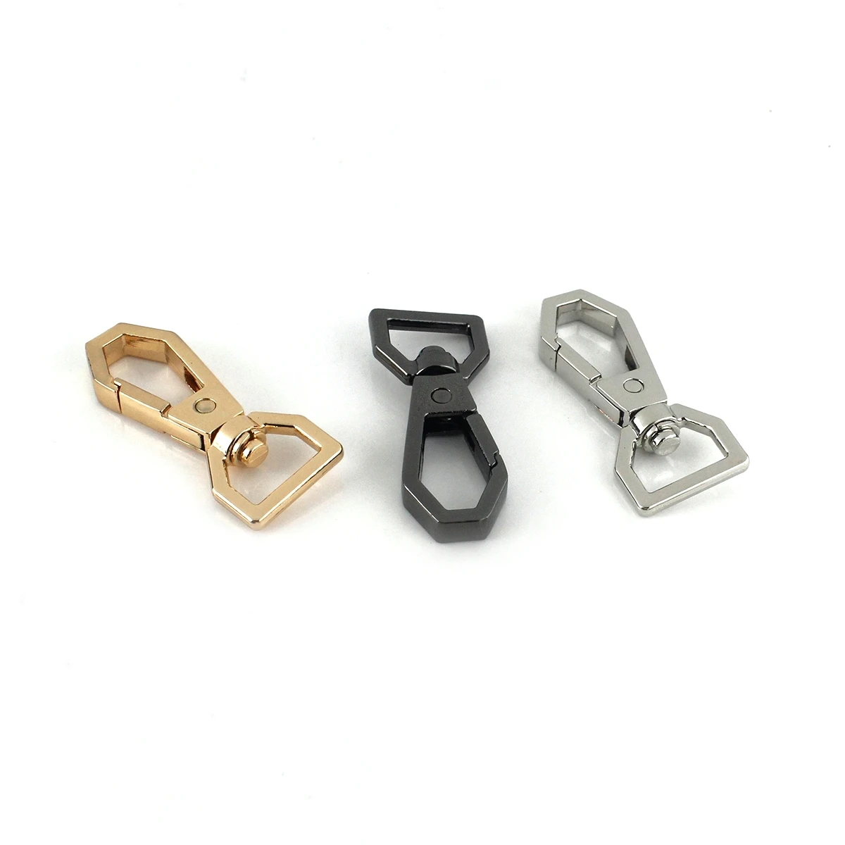 1pcs Metal Polygonal Swivel Trigger Snap Hook Spring Gate Clasps Clips Leather Belt Pet Leash Bag Strap Webbing Keychain Hooks