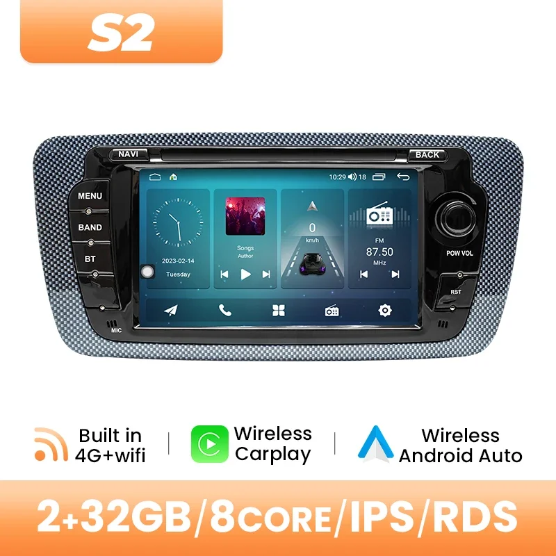 Draadloze Carplay autoradio voor Seat Ibiza 6J MK4 Sport Coupé Ecomotive Cupra 2009-2013 Android 14 GPS DSP 4G Wifi Stereo