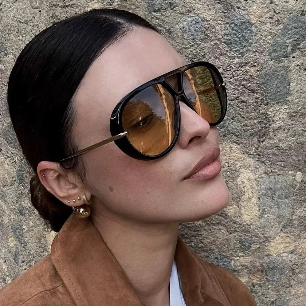 Luxury Brand Designer Oversized Pilot Sunglasses Women For Men 2026 Popular Vintage Sun Glasses Punk Bendable Leg Eye Glasses