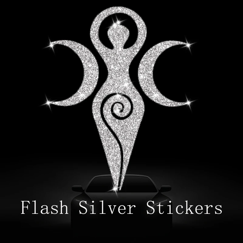 Triple Moon Spiral Goddess Symbol Flash Silver Car Decals Car Stickers