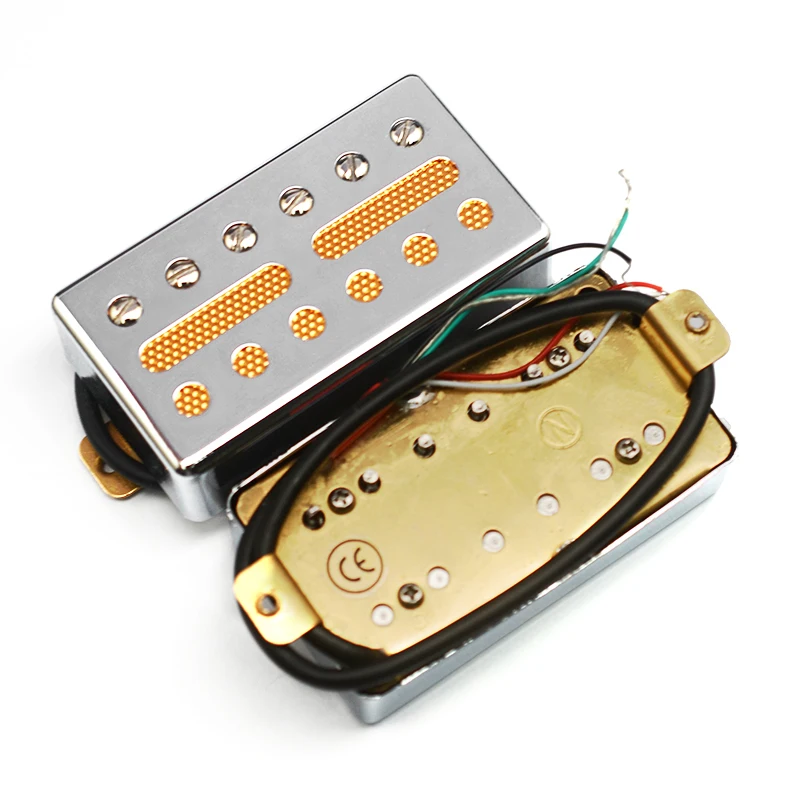 Brass Cover Pickup New Style Coil Splitting Pickup 7.5K/15K 12 Hole+2 Slot 4 Conducts Cable Output Black/Gold/Chrome