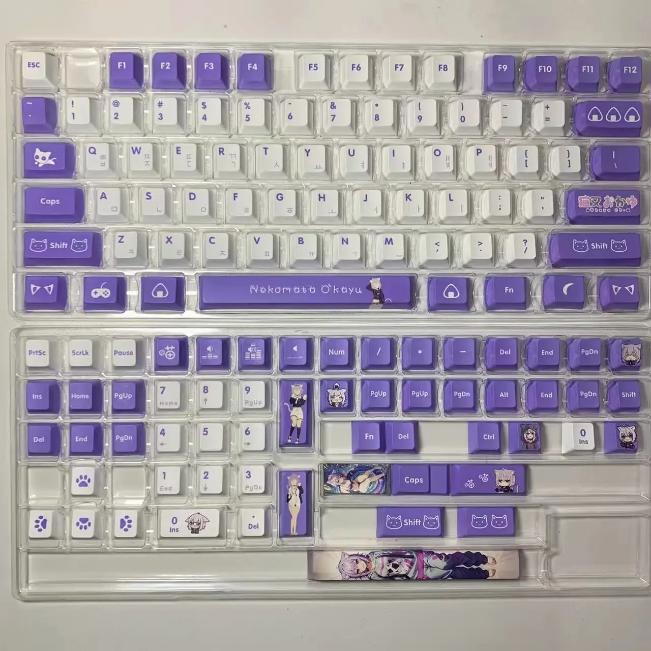 132 keys Hololive Vtuber Keycaps Nekomata Okayu Key Cap PBT DYE Sublimation Cherry MX Switch Keycap Mechanical Keyboard