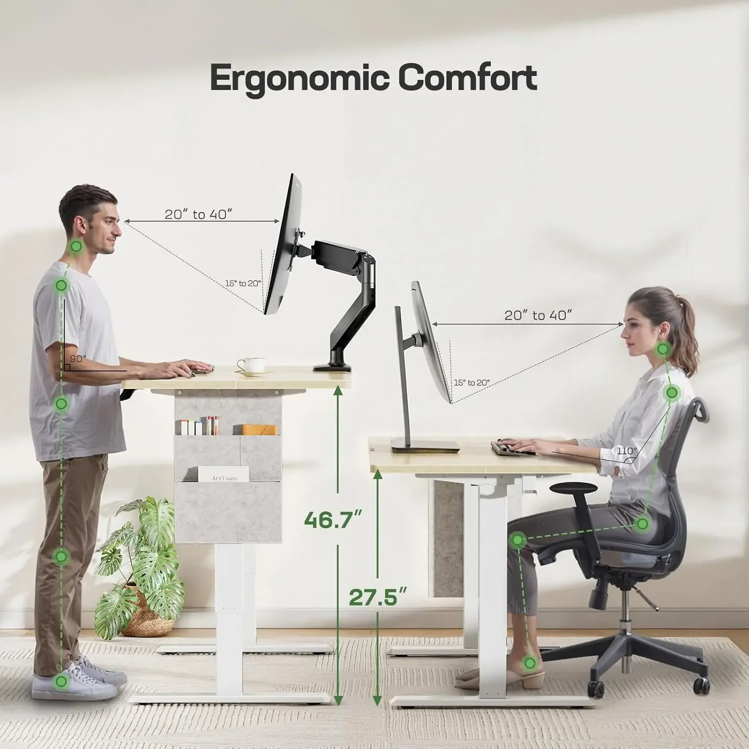 [New Arrival!]48x24 Electric Standing Desk - Adjustable Height Computer Desk with Memory Presets, Storage Bag & Cable Management