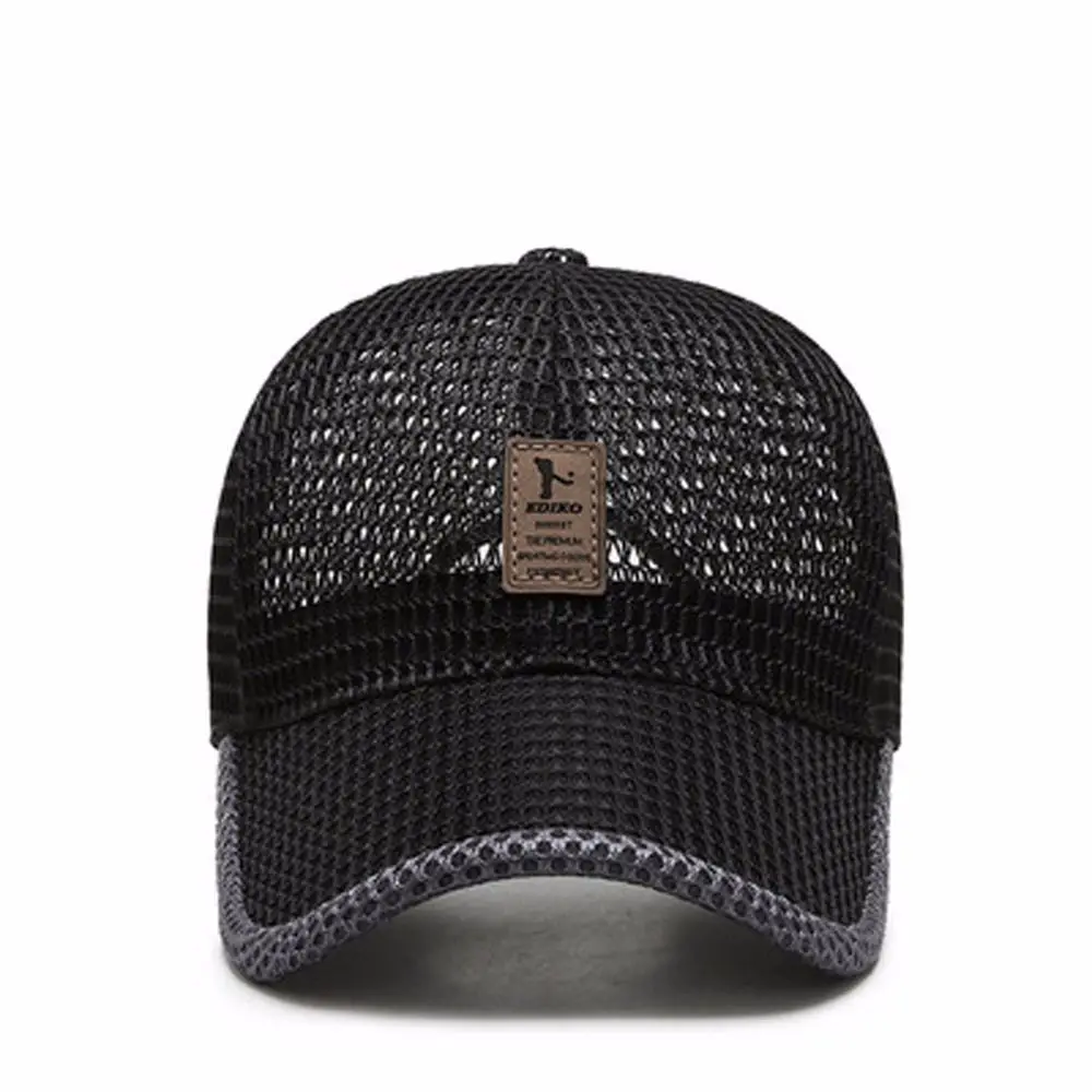 Summer Black Adjustable Breathable Sport Hats Baseball Caps Casual Sport Hats Cap Fishing Baseball Caps Mesh Cap Snapback Hats
