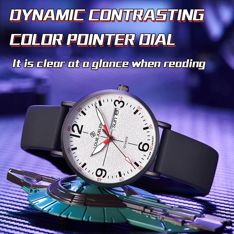 LOUIEJUELEN Youth Watches Ultra-Thin Weekly Calendar Stylish Male Quartz Wristwatch Man Watch Relogio Masculino