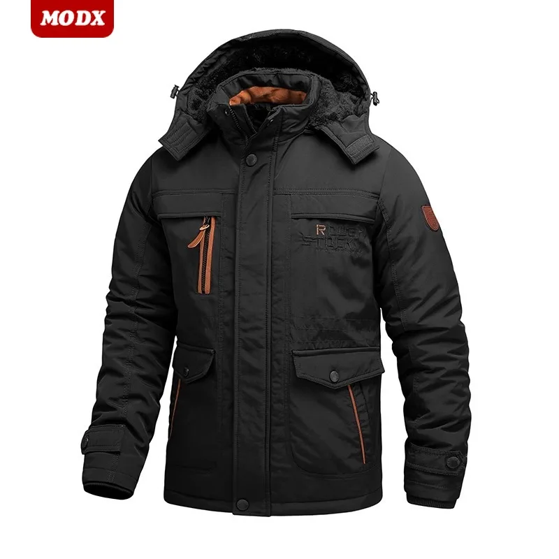 Men Winter Loose Warm Oversized Workwear Wear Resistant Windproof Plush Thick Tactical Jacket Outdoors Training Windbreaker