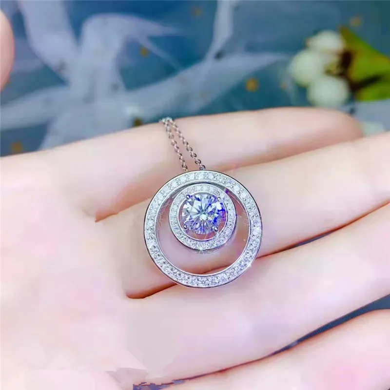 CC Women's Necklace Double Wear Sterling Silver Plated Round Zirconia Necklaces A Two-wear Clavicle Chain Fine Jewelry CCN718 image 6