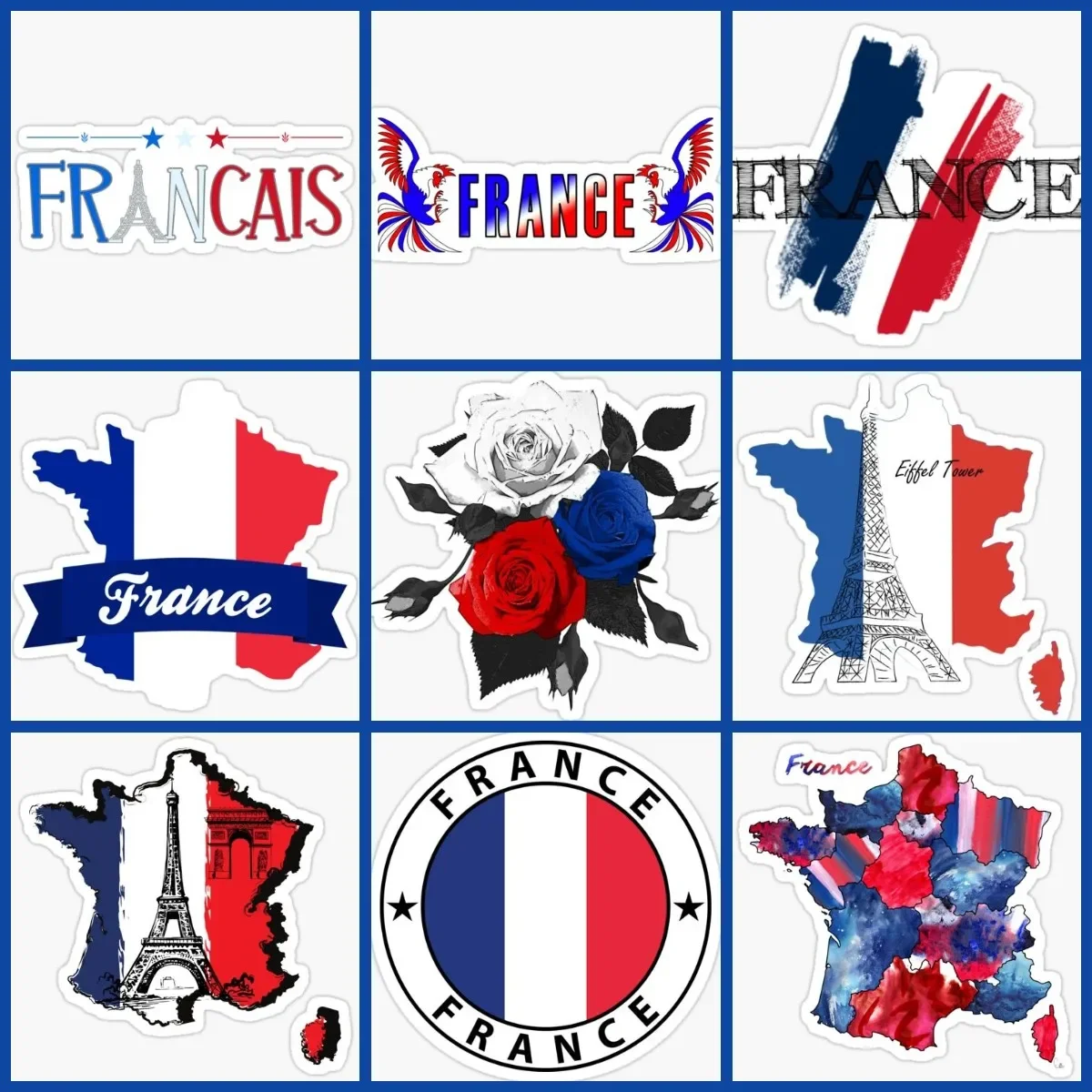 

Creative FR France Flag Map Flowers Eiffel Tower Stickers Motorcycle Truck Window Car Bike Van Helmet Racing Decals Customizable