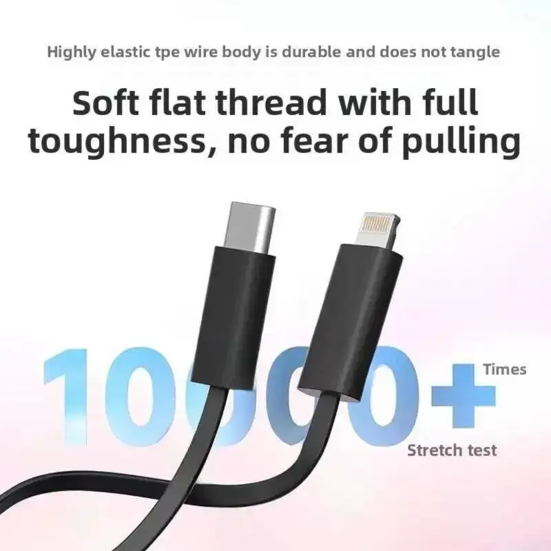20W USB Type-C Fast Charging Socket USB C Port Multifunctional Universal Smart Wall Adapter With Dual Expandable Charging Cables