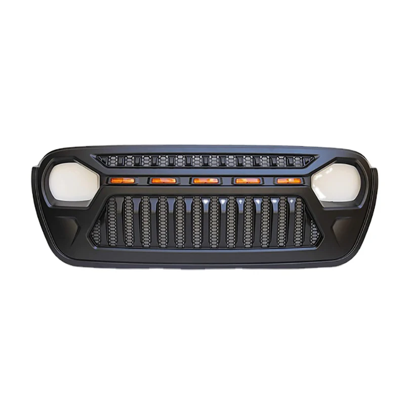 Car front grille fit for jeep wrangler jl 2018-2022 matte black front bumper grills for gladiator jt racing mesh cover auto part