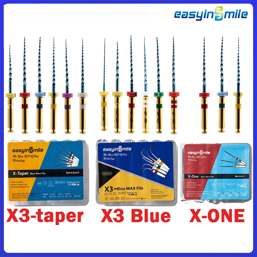 EASYINSMILE Dental pilniki endodontyczne X3-Pro złoty stożek niebieskie pliki kanał korzeniowy SX-F3 pilniki silnik obrotowy przeciw zmęczeniu stałe narzędzie