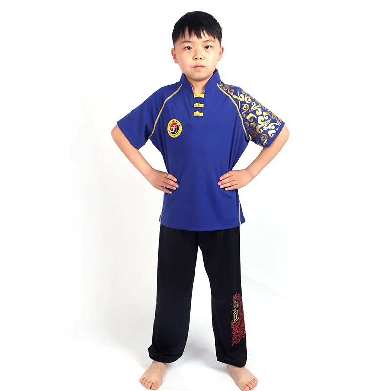 Kids Boys Short Sleeve Taiji Clothes Tai Chi Suits Wushu Garment Tang Suit Kung Fu Uniform Martial Arts Top+pants Set