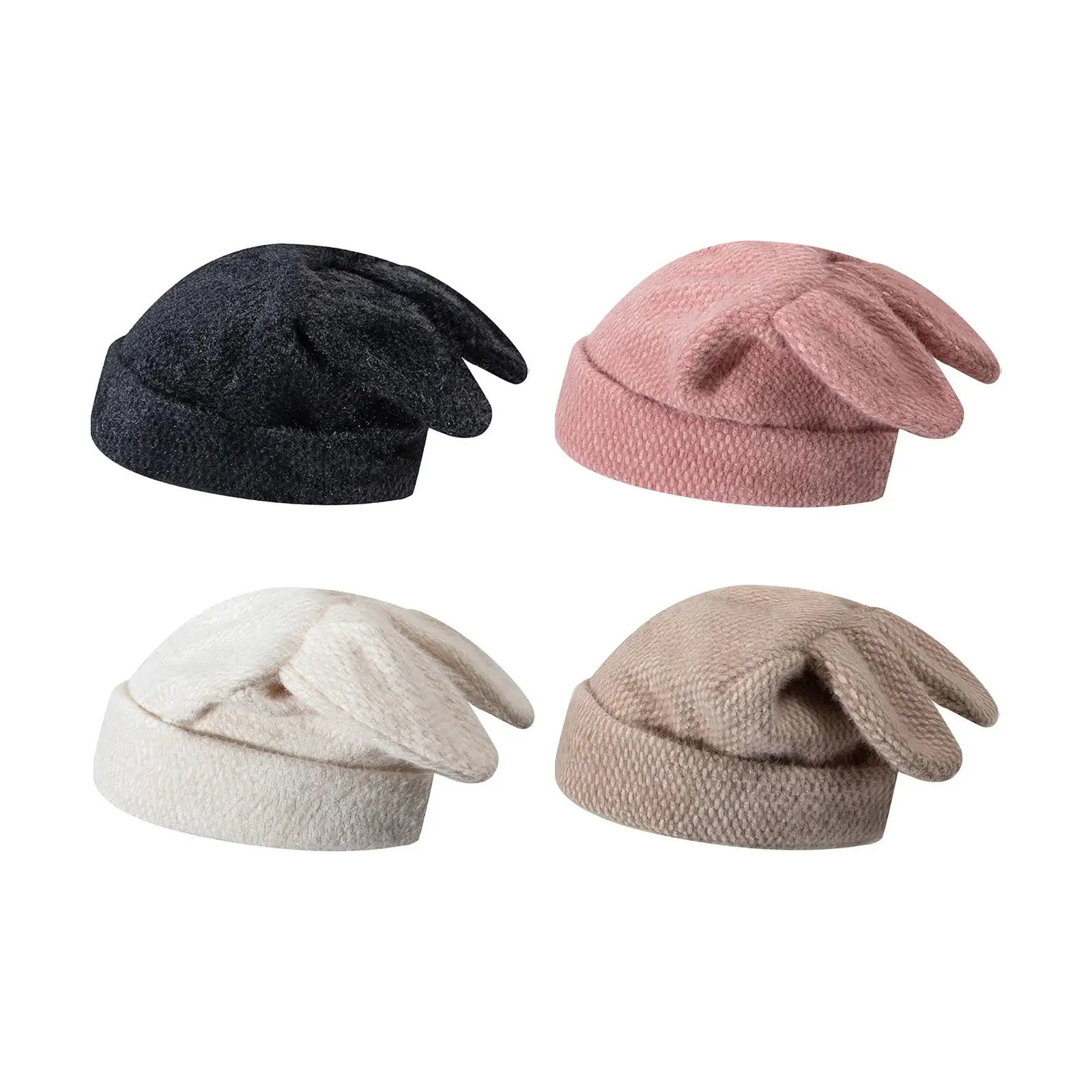 Cute Rabbit Ear Knitted Hat Winter Cap Headgear Casual Skiing Hat Cold Weather Hat Knit Beanie Knit Hat for Hiking Camping