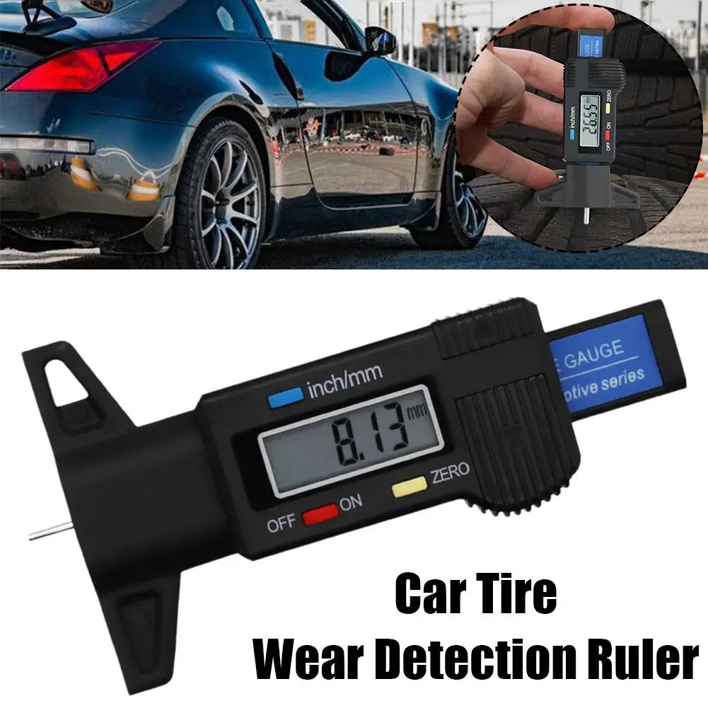 

Car Tire Tread Depth Gauge - Digital Meter For Measuring Tyre Thickness Automobile Tire Wear Detection Handy Depth Caliper J1U4