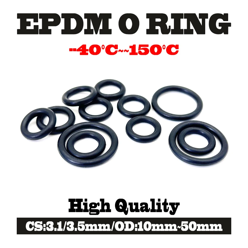 

Гибкие черные уплотнительные кольца из EPDM CS 3,1/3,5 мм, наружный диаметр 10 мм ~ 50 мм, 50 шт., термостойкость, защита от УФ-лучей и озона, нетоксичная уплотнительная прокладка