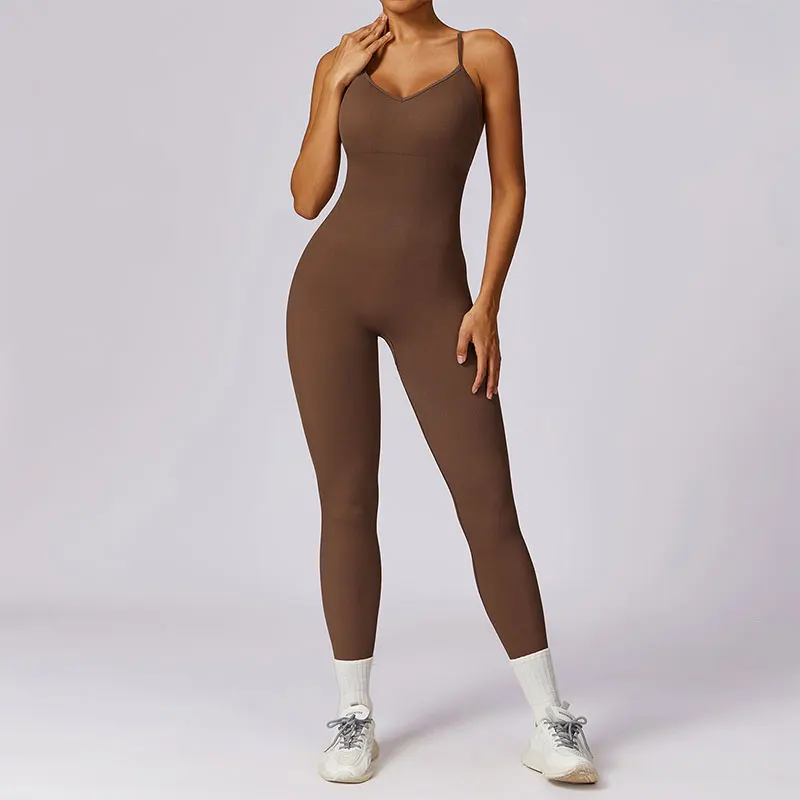 Summer Seamless One-Piece Yoga Suit Dance Belly Workout Set Stretch Bodysuit Gym Clothes Tightening Fitness Push Up Sportswear