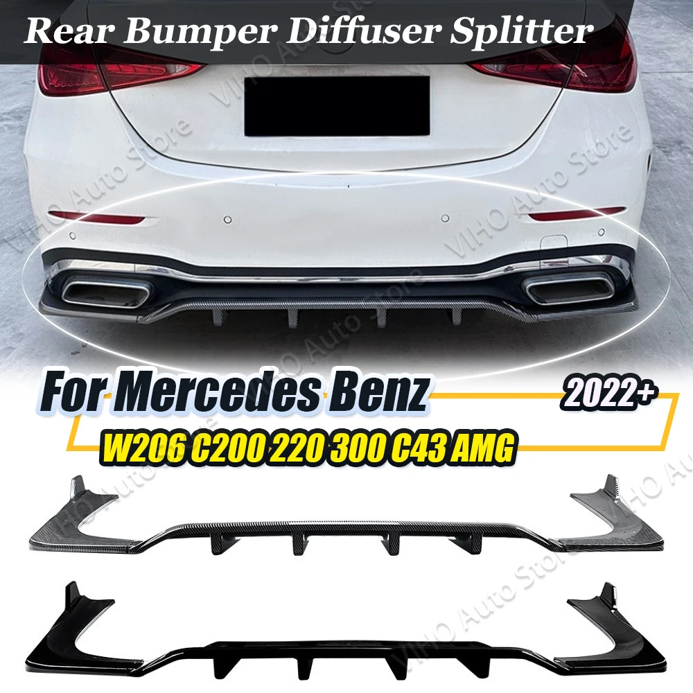 For Mercedes Benz C Class W206 C200 C260 C300 C43 AMG 2022-2025 Rear Bumper Lip Splitter Diffuser Side Corner Protector Spoiler