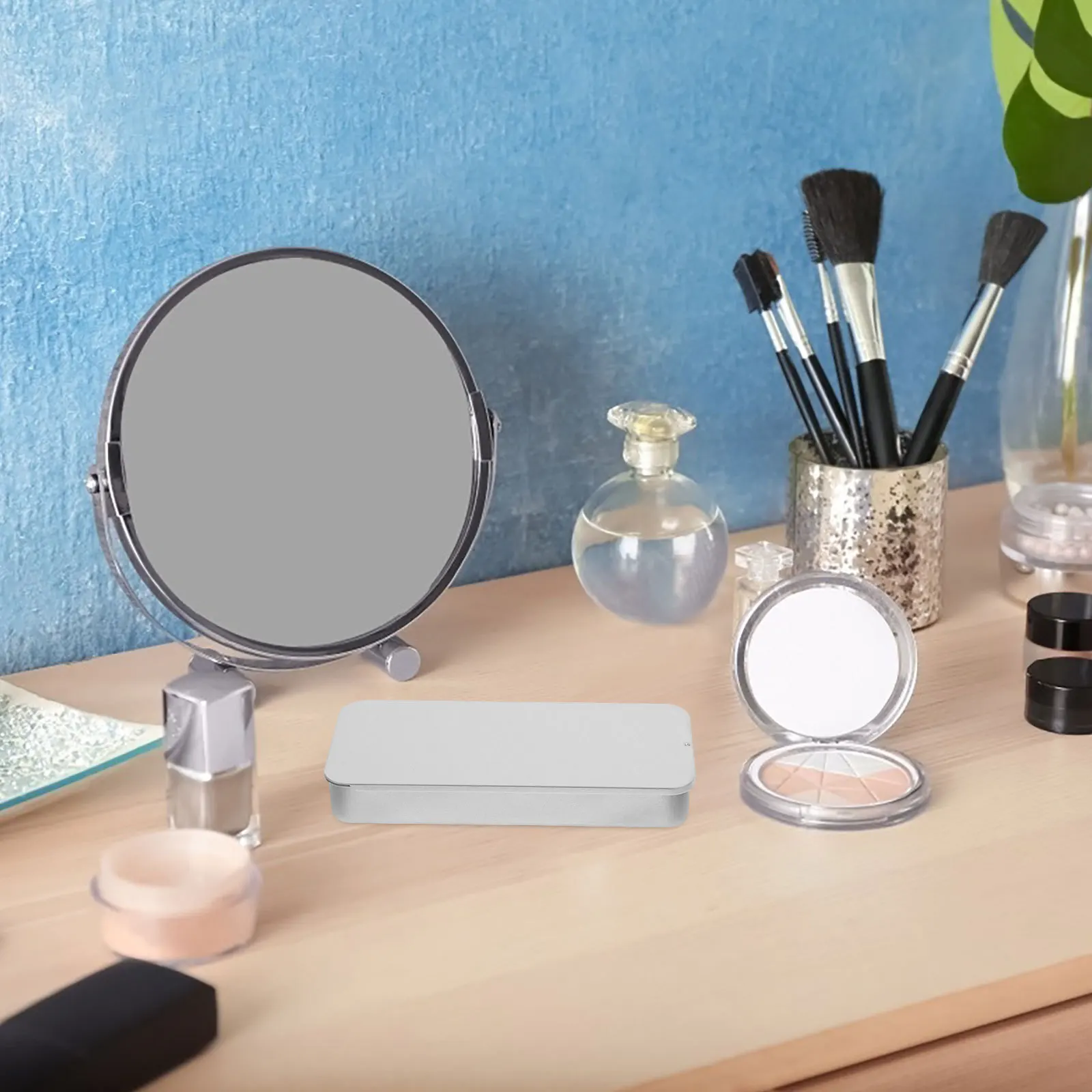 

Sliding Lid Rectangular Tin Box Makeup Organizer Storage Craft Candy Jewelry Small Metal Tinplate Container