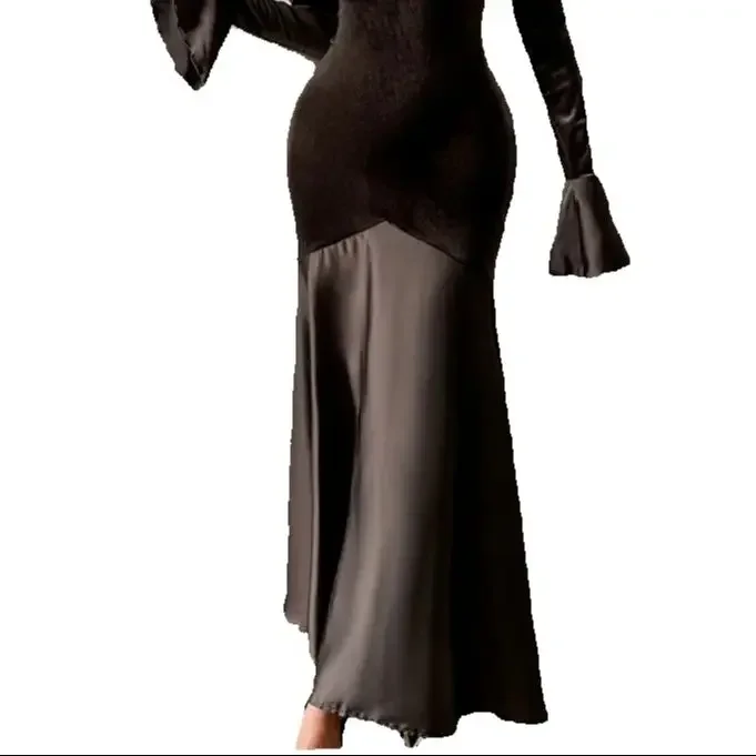 

French Velvet Slim Dress for Women's Clothing Temperament Commuting New Style Female Fashion Flared Sleeve Elegant Dresses