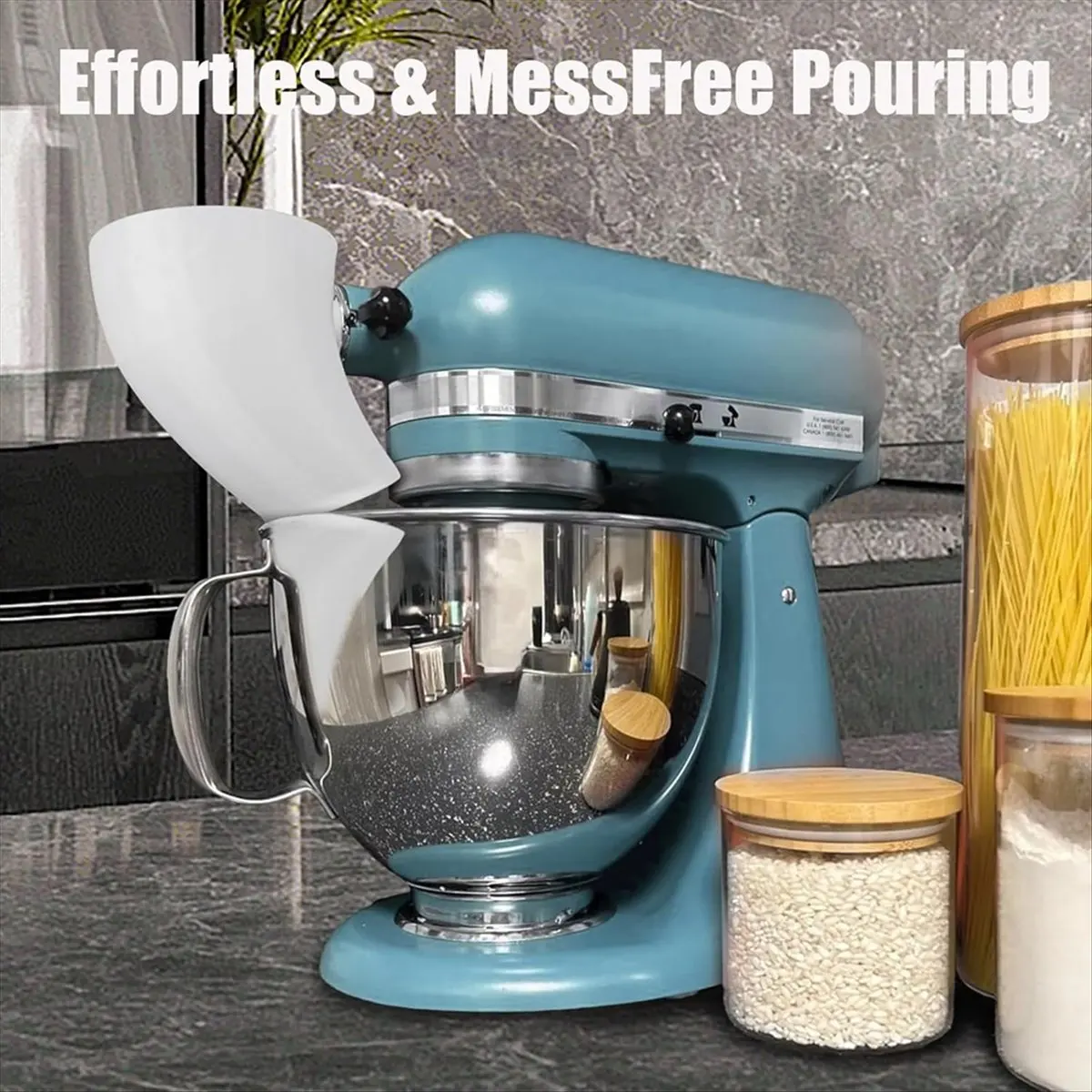 A67T NEW Flour Funnel for Kitchen Aid Mixer,Kitchen Aid Attachments for Mixers Accessories,Stand Mixer Attachment for Egg Liquid