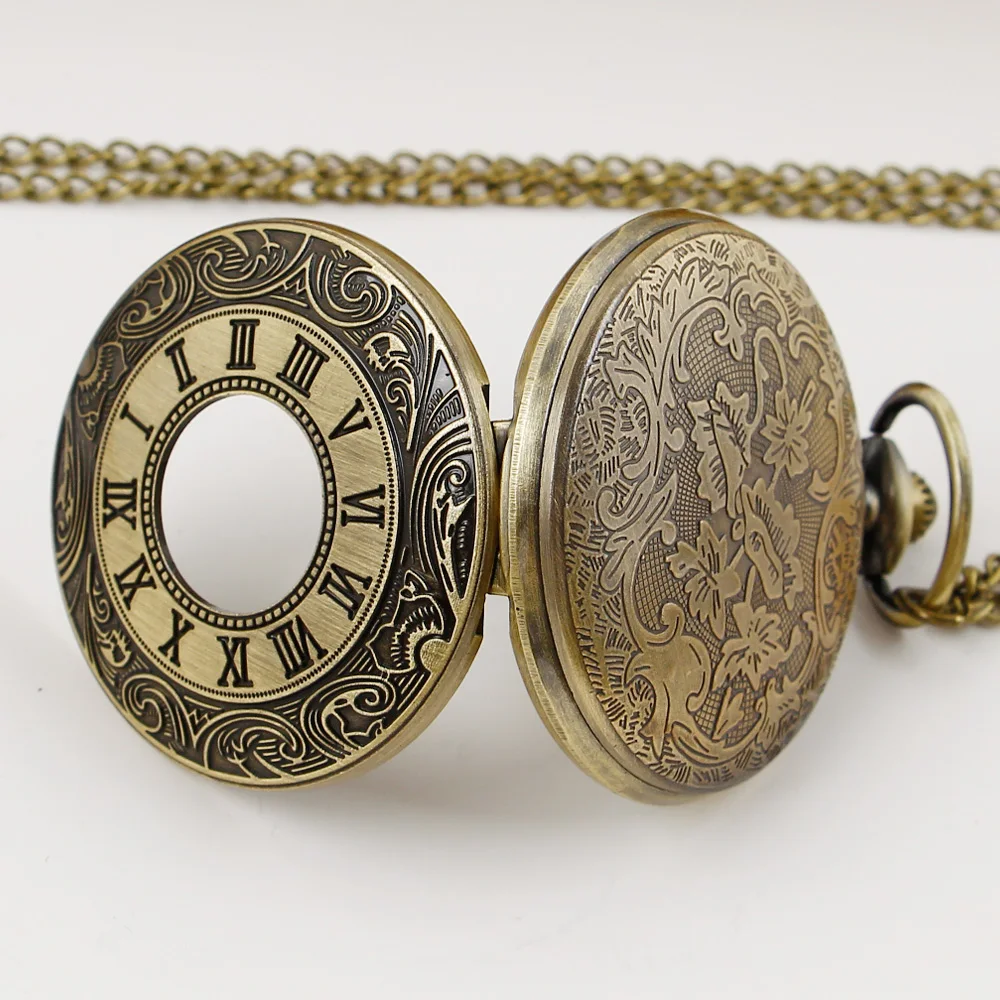 Men's Quartz Antique Pocket Watch Steam Punk Roman Numeric Scale Pockets Fob Chain Watches