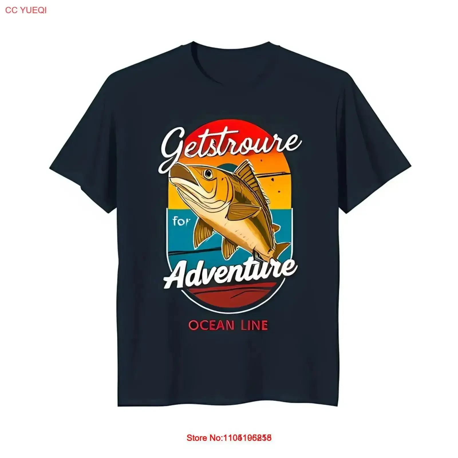 

Retro Cartoon Fish Leaping T Shirt 'Getstroure for Adventure' Ocean Line Design vintage Washed Top For Everyday Wear streetwear