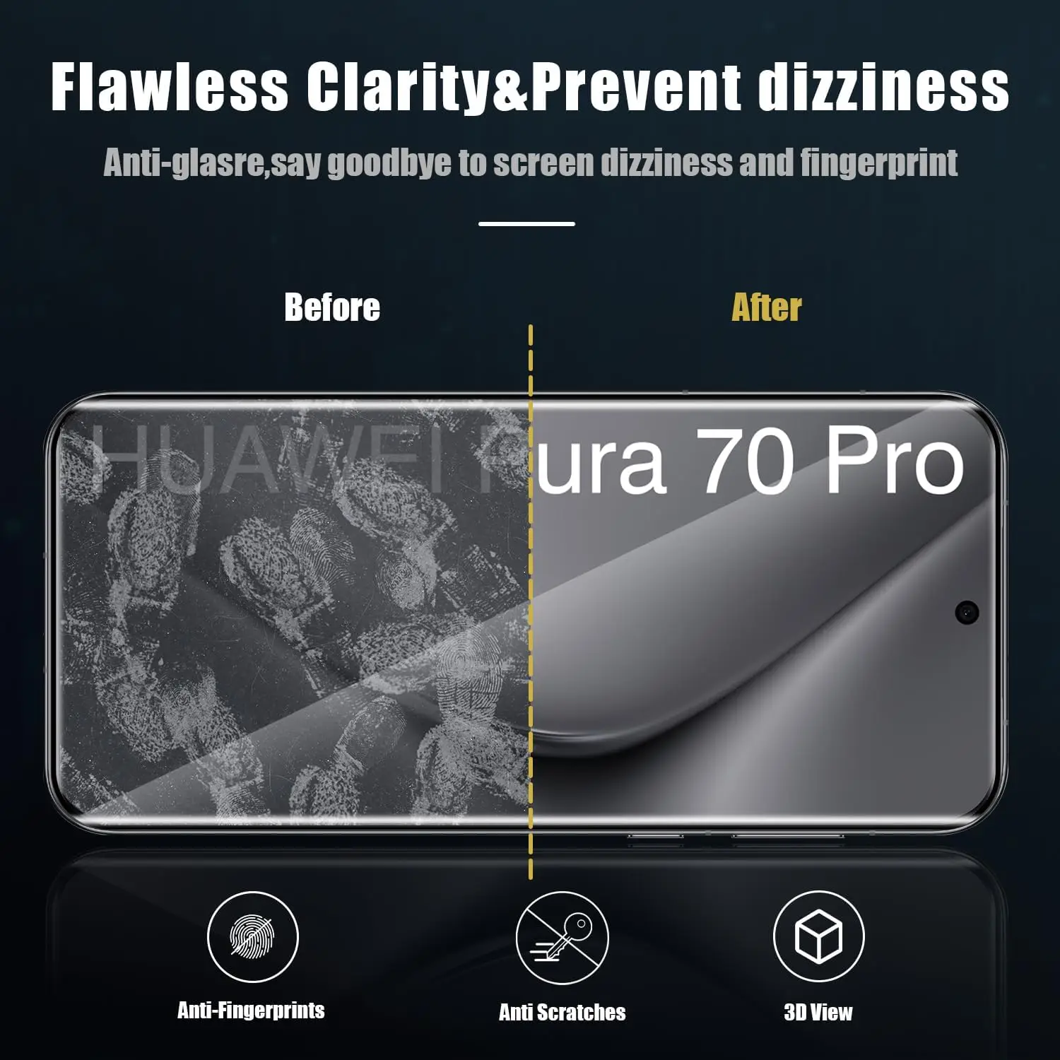 واقي شاشة من الزجاج المقسى لهاتف Huawei Pura 70/70 Pro/70 Pro+/70 Ultra 5G HD منحني بأربعة جوانب